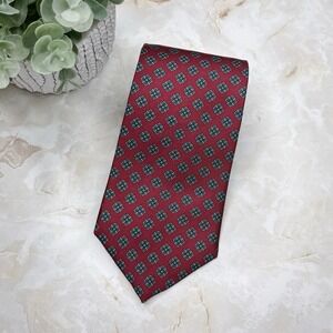 Bert Pulitzer Burgundy Print Silk Tie 3 3/4" - 56 1/2" Business Casual Preppy‎